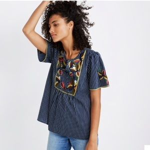Madewell Embroidered Fable Top in Twilight